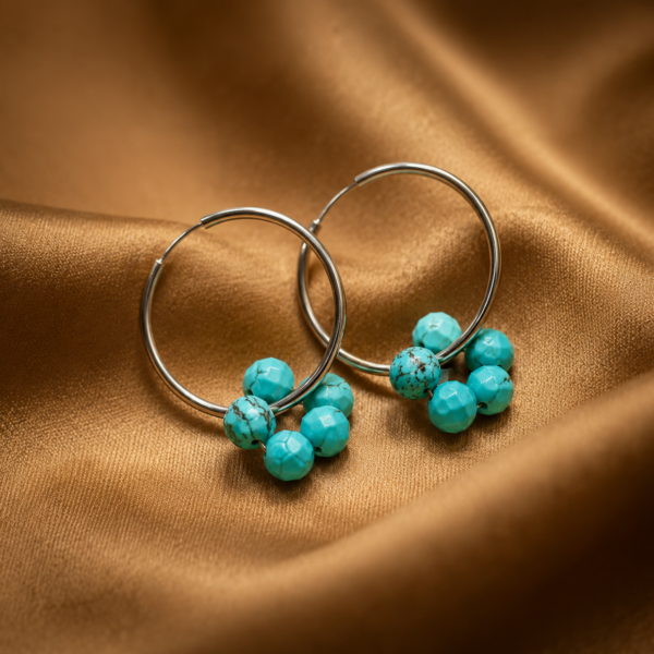 Alternative view of Creolen „FLEUR MULTICOLOR“ mit Edelstein aus 925er Sterling Silber