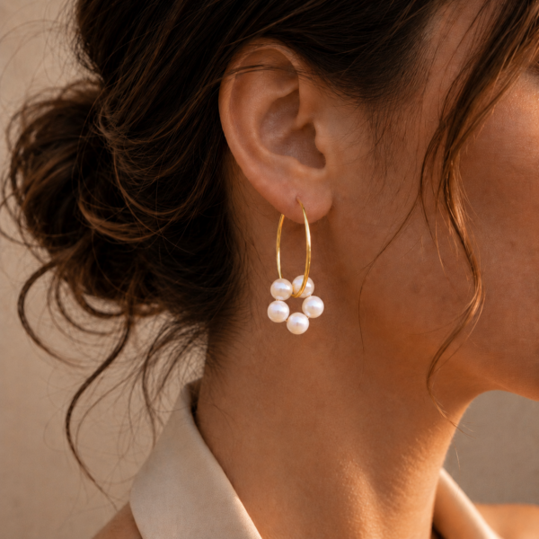 Creolen „FLEUR MULTICOLOR“ mit Edelstein aus 925er Sterling Silber, goldplattiert