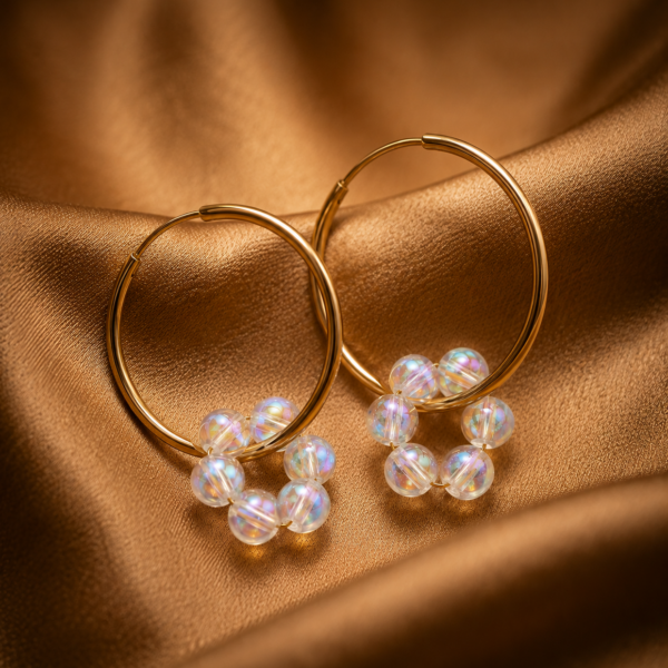 Alternative view of Creolen „FLEUR MULTICOLOR“ mit Edelstein aus 925er Sterling Silber, goldplattiert