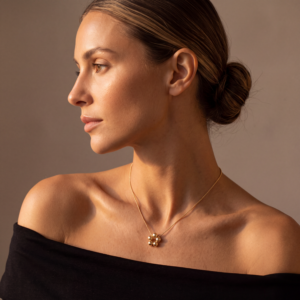 Kette "FLEUR MULTICOLOR" mit Edelstein aus 925 Sterling Silber, goldplattiert