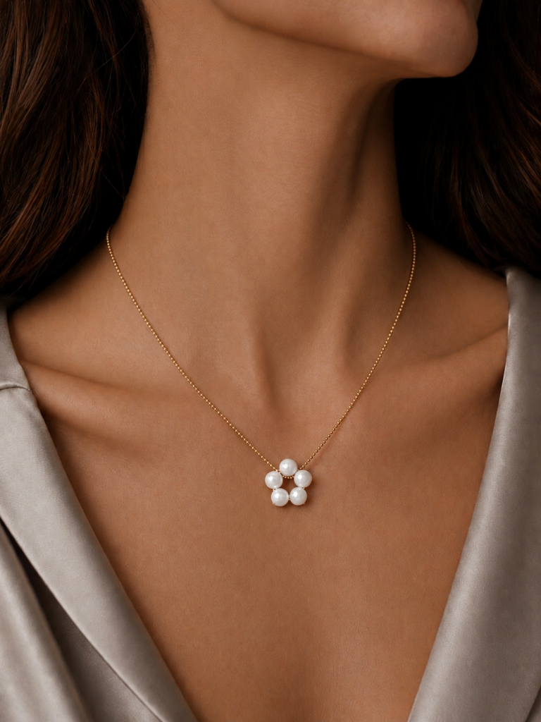 Kette "FLEUR MULTICOLOR" mit Edelstein aus 925 Sterling Silber, goldplattiert