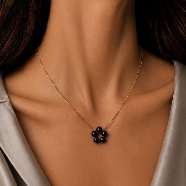 Kette "FLEUR MULTICOLOR" mit Edelstein aus 925 Sterling Silber, goldplattiert – Bild 4