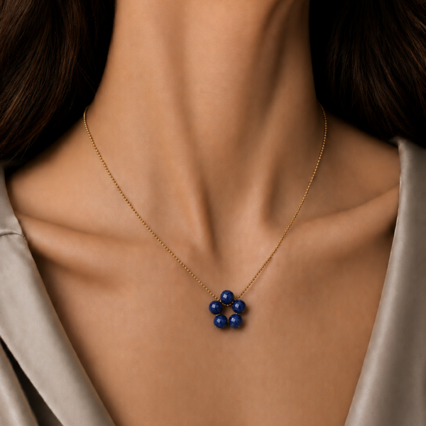 Kette "FLEUR MULTICOLOR" mit Edelstein aus 925 Sterling Silber, goldplattiert – Bild 5