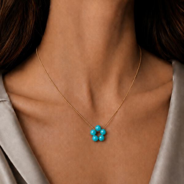 Kette "FLEUR MULTICOLOR" mit Edelstein aus 925 Sterling Silber, goldplattiert – Bild 3