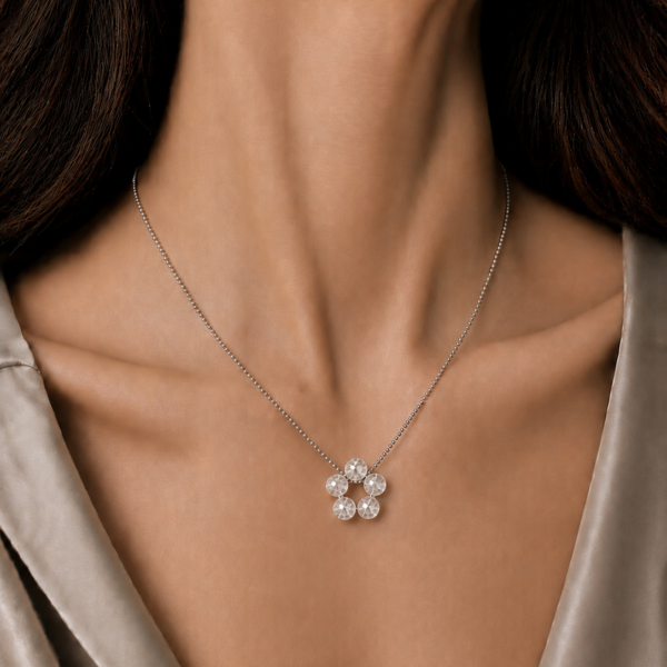 Kette "FLEUR MULTICOLOR" mit Edelstein aus 925 Sterling Silber – Bild 4