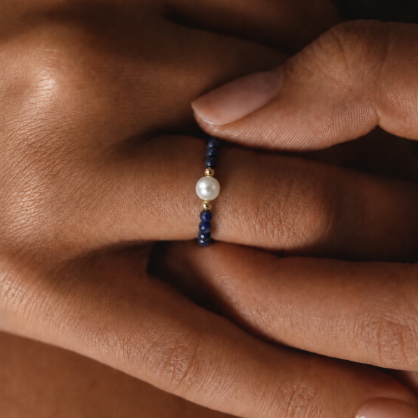 Alternative view of Edelsteinring "Gaia" aus 925 Sterling Silber, goldplattiert